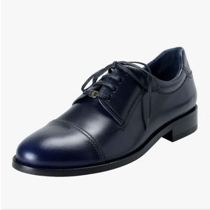 Salvatore Ferragamo Farnon Div Calf Leather Oxford Shoe Navy, Dark Blue Size 6